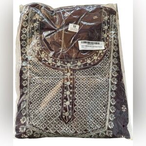 Women’s Indian Ethnic Wear LS Sequins Silver Embroidered Med Brand New